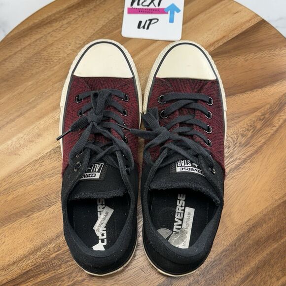 Women’s size 7-Converse All Star Red Plaid Low Sneakers Casual Classic Shoe - Picture 7 of 9